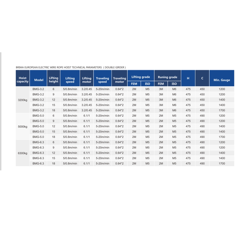European Style Wire Rope Electric Hoist Double Beam  